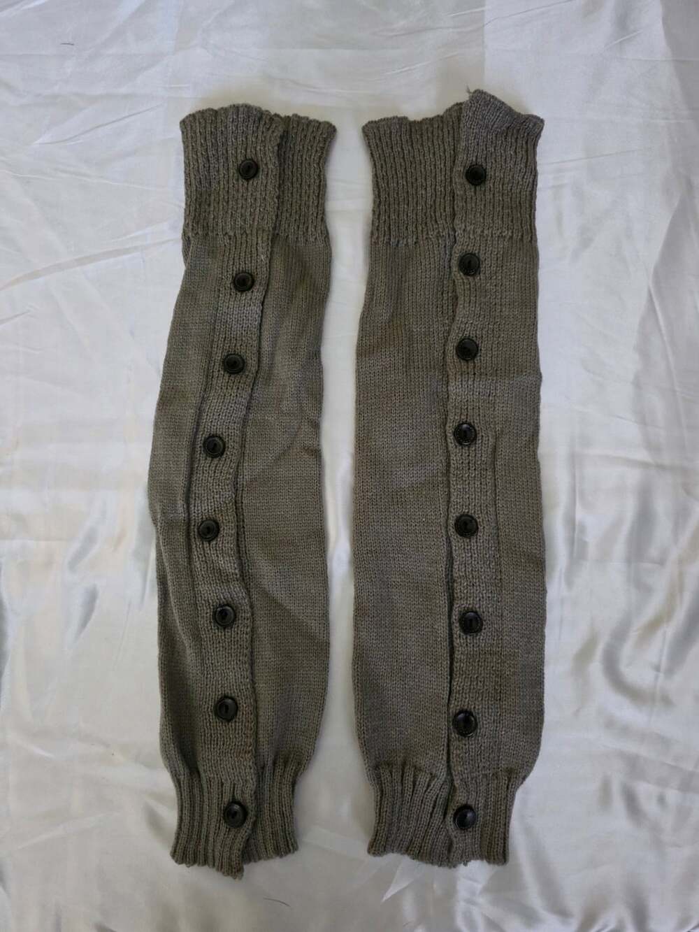 New Grey Knit Button Up Leg Warmers Size One Size Fits Most